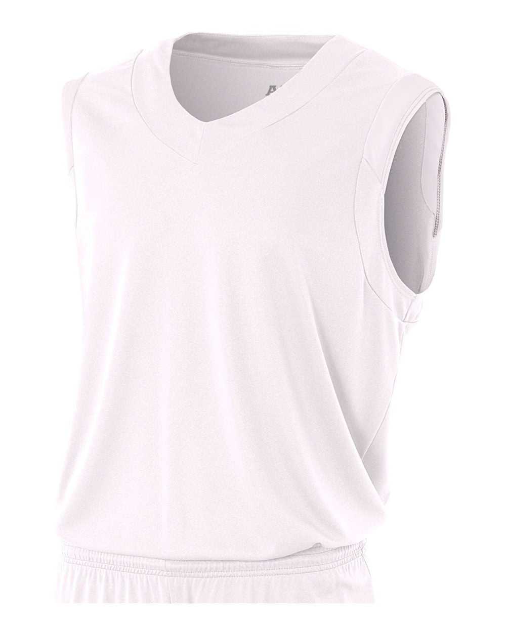 A4 N2340 Moisture Management V-neck Muscle - White - HIT a Double