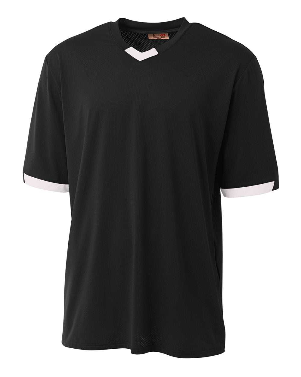 A4 N3011 The Stretch Pro - Mesh Baseball Jersey - Black White - HIT a Double