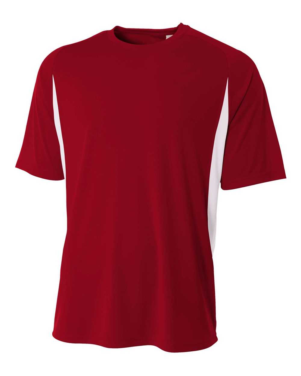 A4 N3181 Cooling Performance Color Blocked Short Sleeve Crew - Cardinal White - HIT a Double