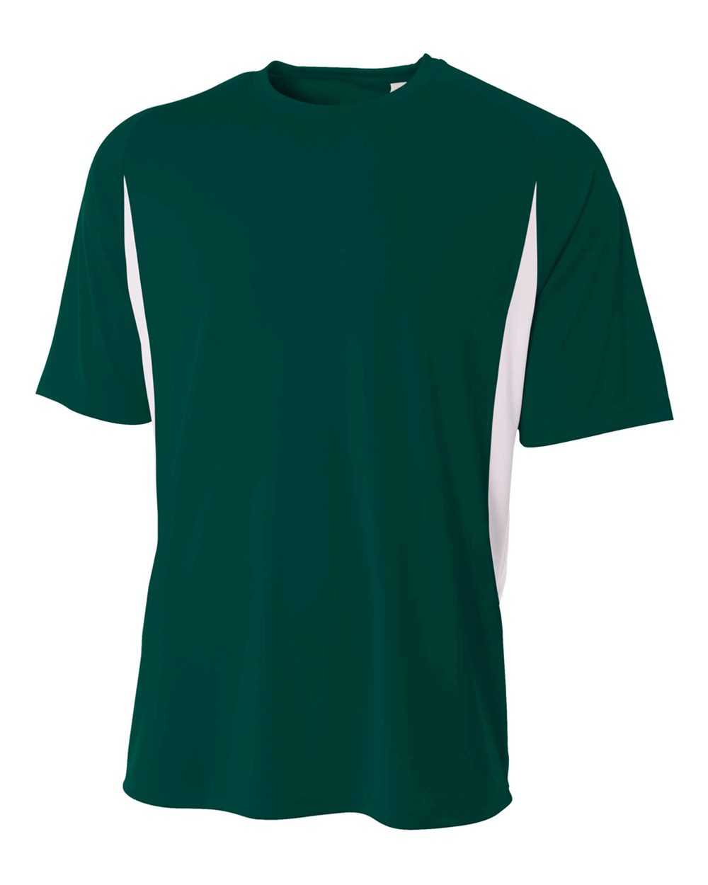 A4 N3181 Cooling Performance Color Blocked Short Sleeve Crew - Forest White - HIT a Double
