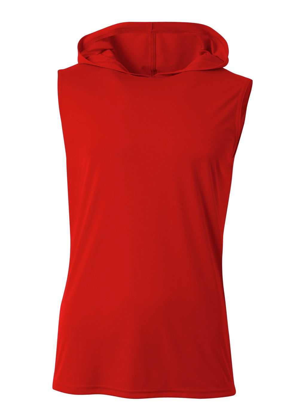 A4 N3410 Sleeveless Hooded Tee - Scarlet - HIT a Double