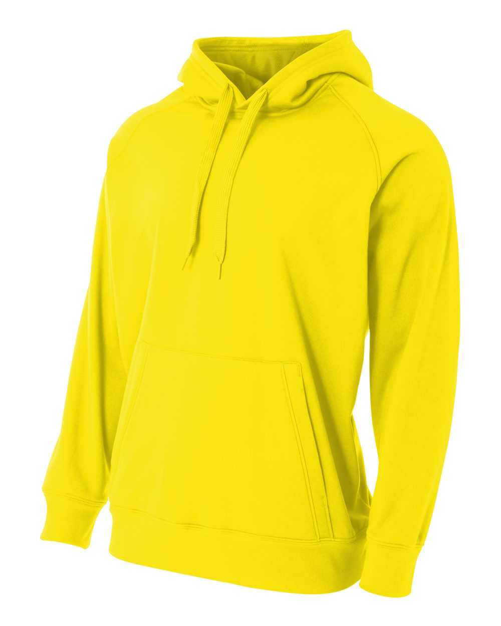 A4 N4237 Solid Tech Fleece Hoodie - Safety Yellow - HIT a Double
