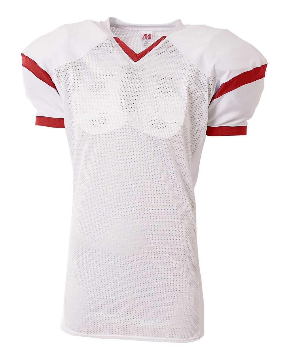 A4 N4265 The Rollout Football Jersey - White Scarlet - HIT a Double