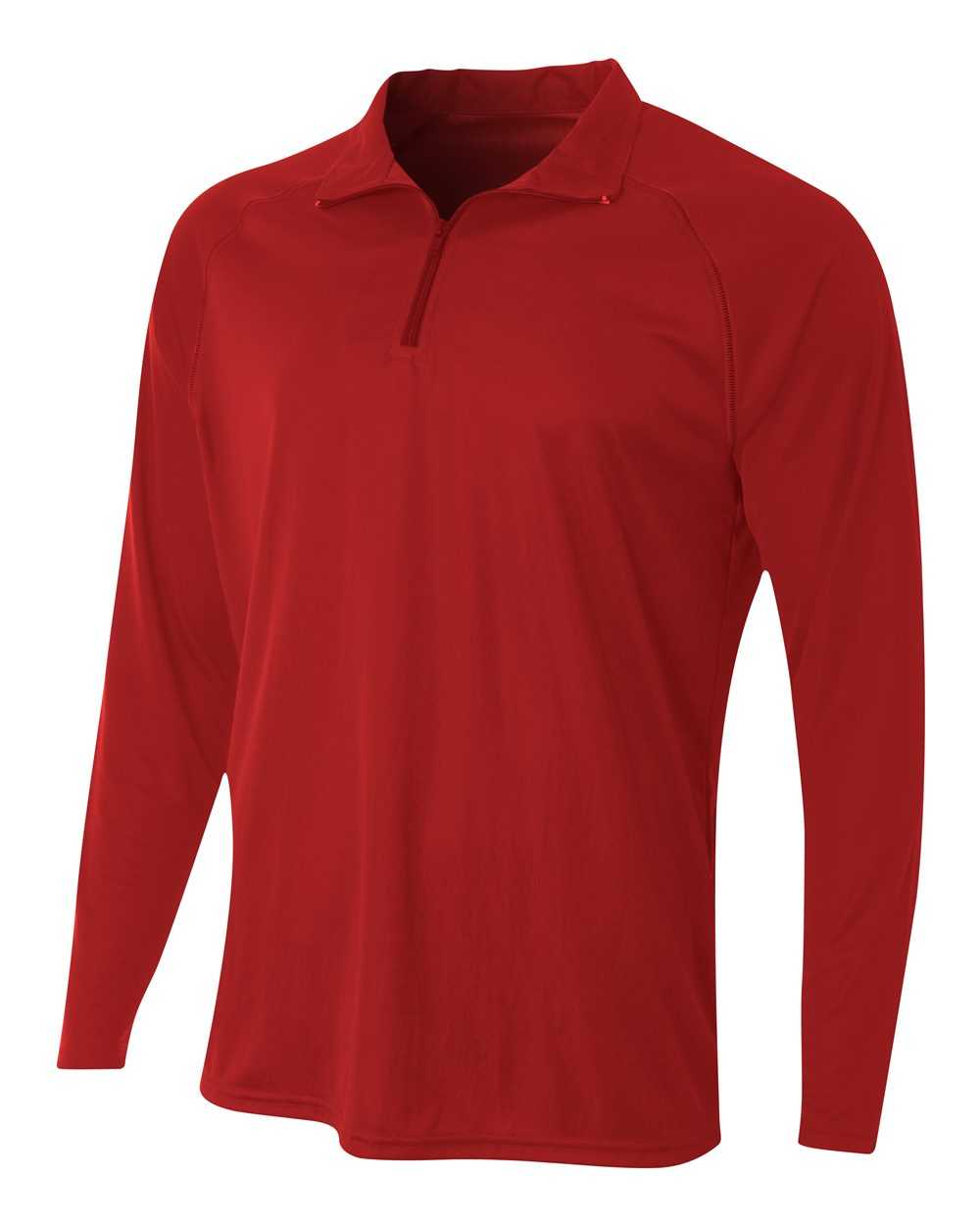 A4 N4268 Daily 1/4 Zip - Scarlet - HIT a Double