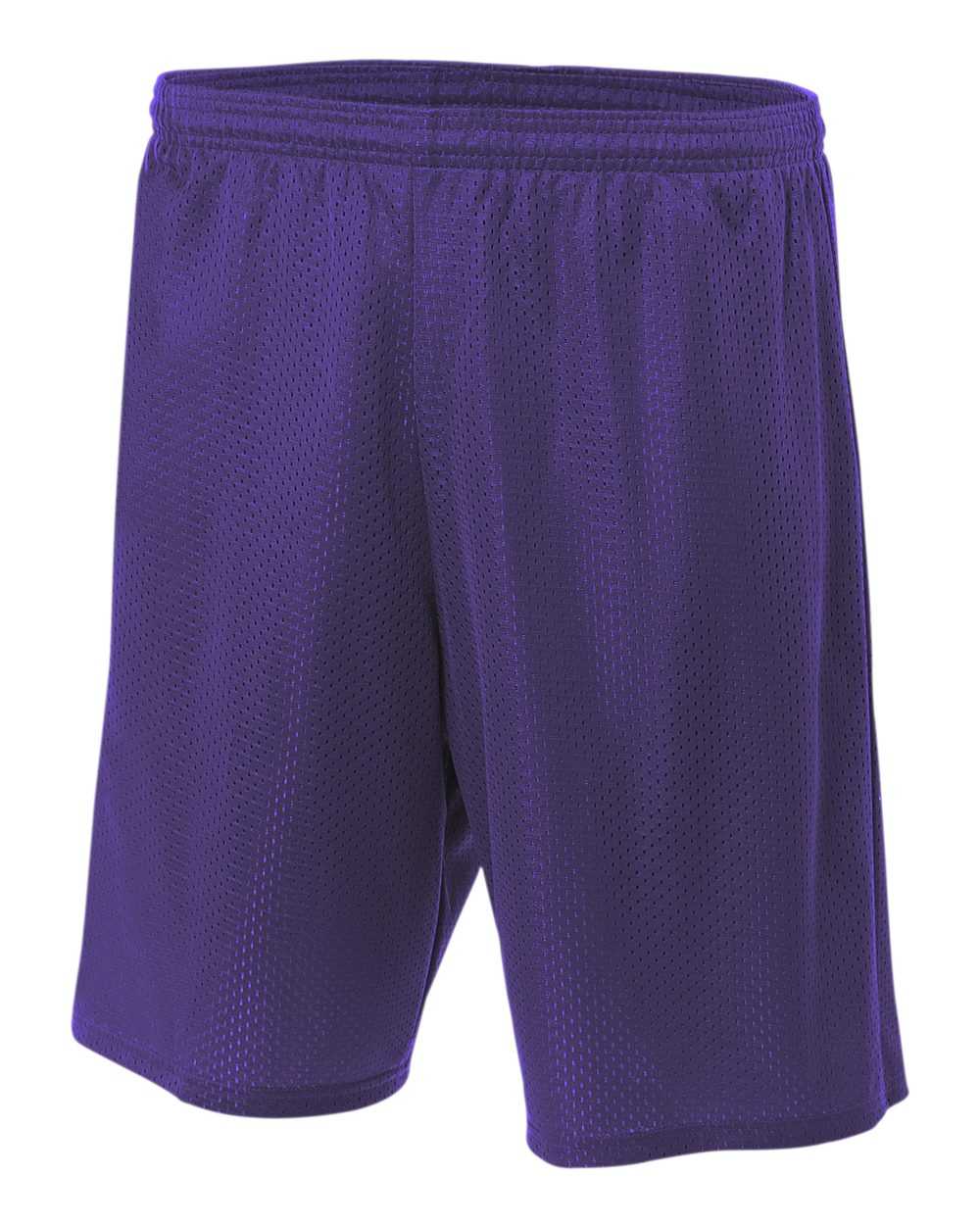 A4 N5296 9" Lined Tricot Mesh Short - Purple - HIT a Double
