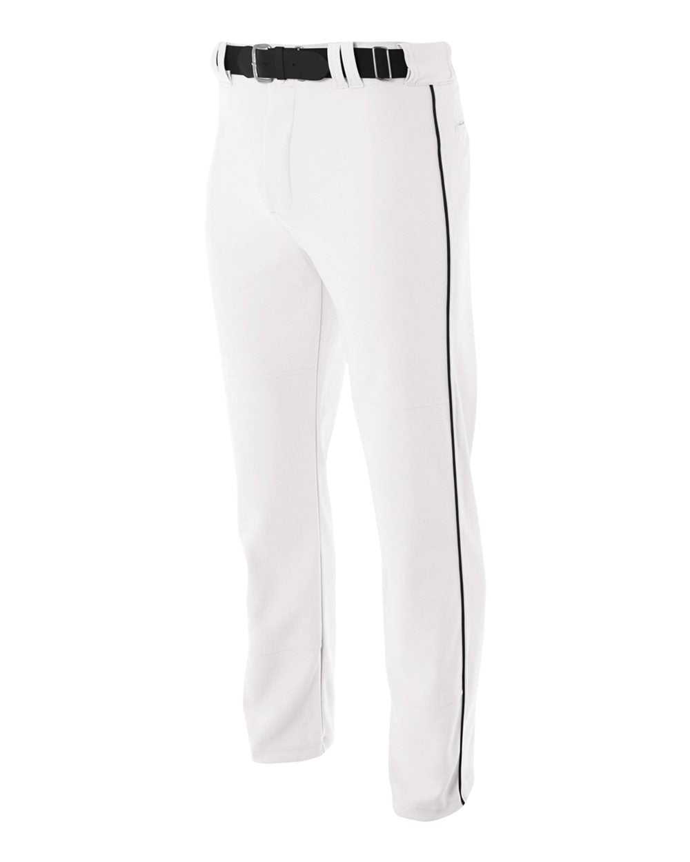 A4 N6162 Pro Style Open Bottom Baggy Cut Baseball Pant - White Black - HIT a Double