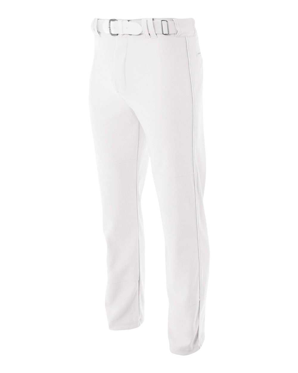 A4 N6162 Pro Style Open Bottom Baggy Cut Baseball Pant - White - HIT a Double