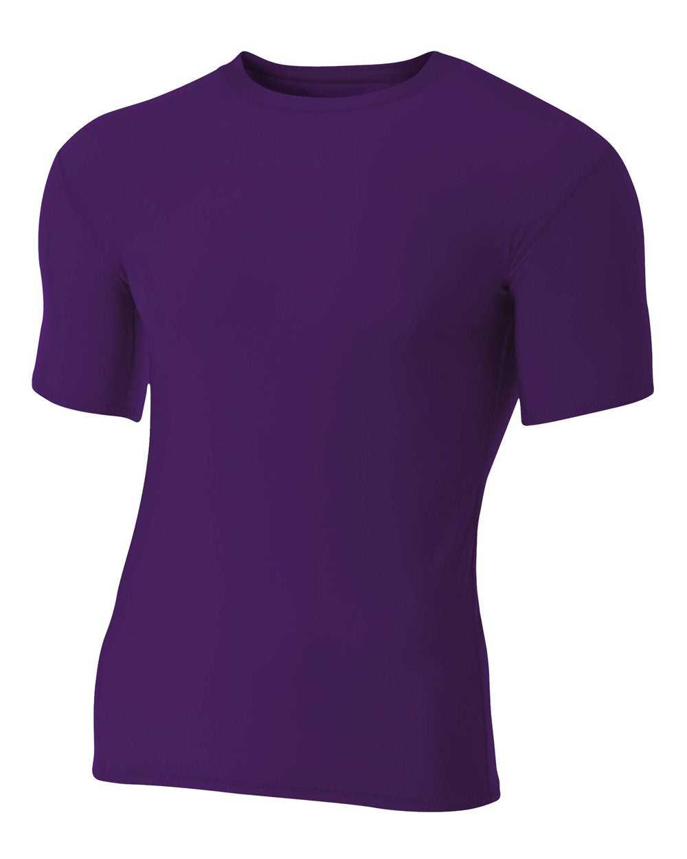 A4 NB3130 Youth Short Sleeve Compression Crew - Purple - HIT a Double