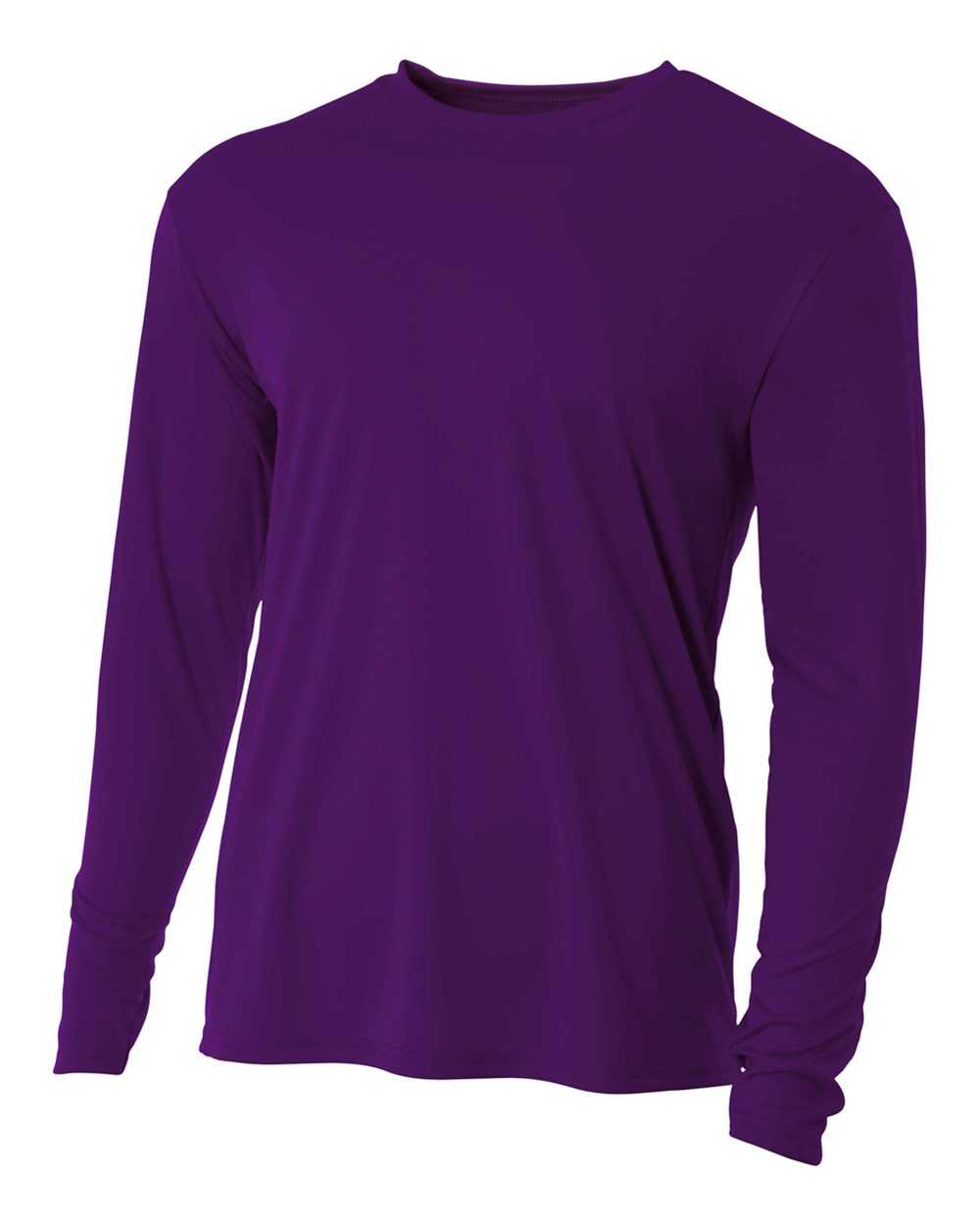 A4 NB3165 Youth Cooling Performance Long Sleeve Crew - Purple - HIT a Double