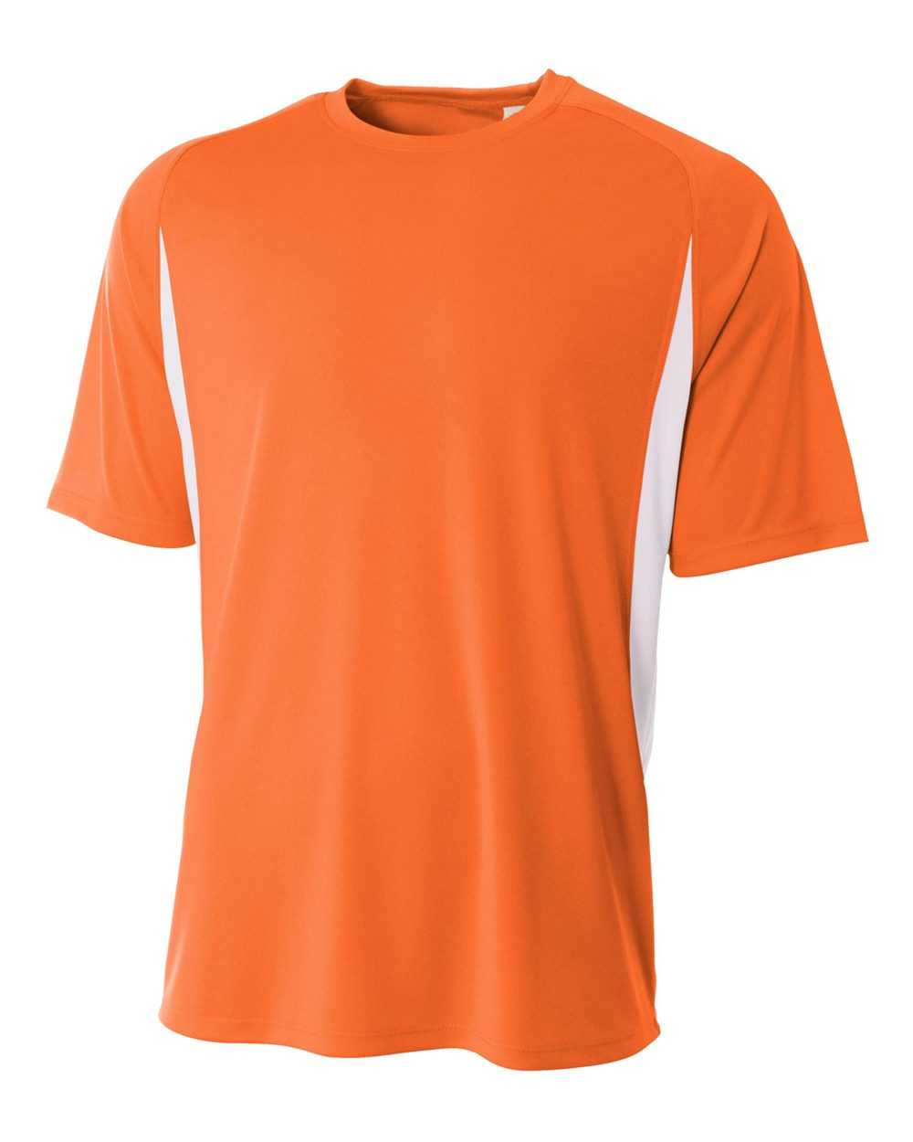 A4 NB3181 Youth Cooling Performance Color Block Short Sleeve Crew - Orange White - HIT a Double