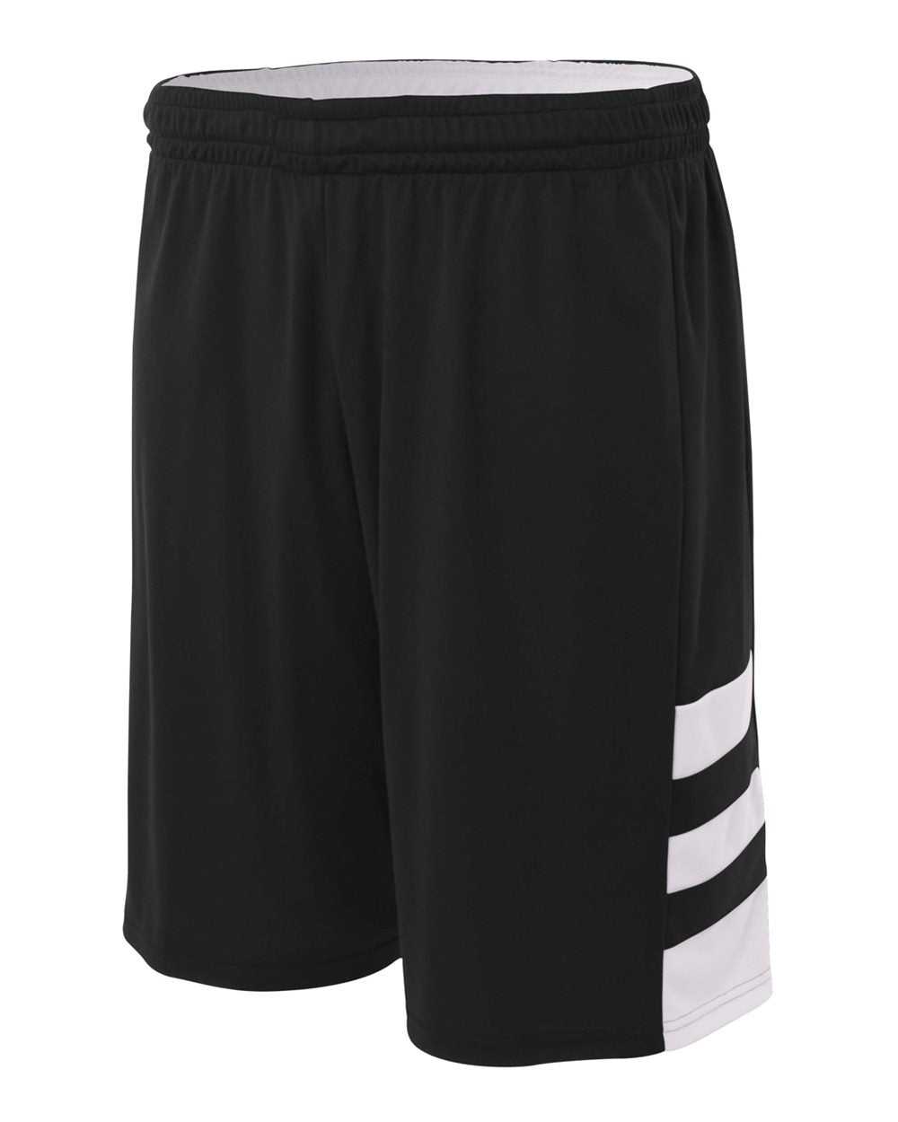 A4 NB5334 8" Reversible Speedway Short - Black White - HIT a Double