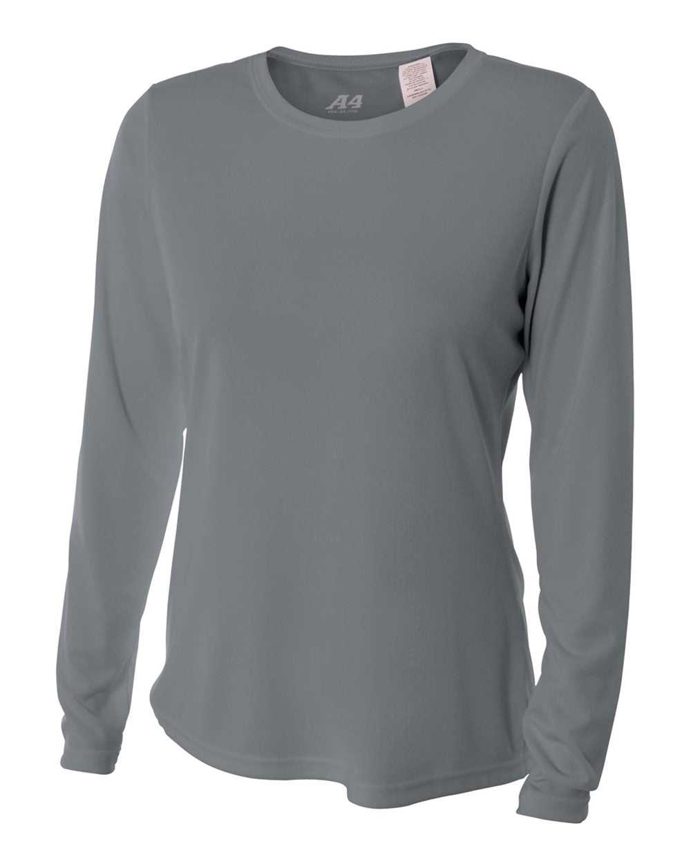 A4 NW3002 Women&#39;s Long Sleeve Performance Crew - Graphite - HIT a Double