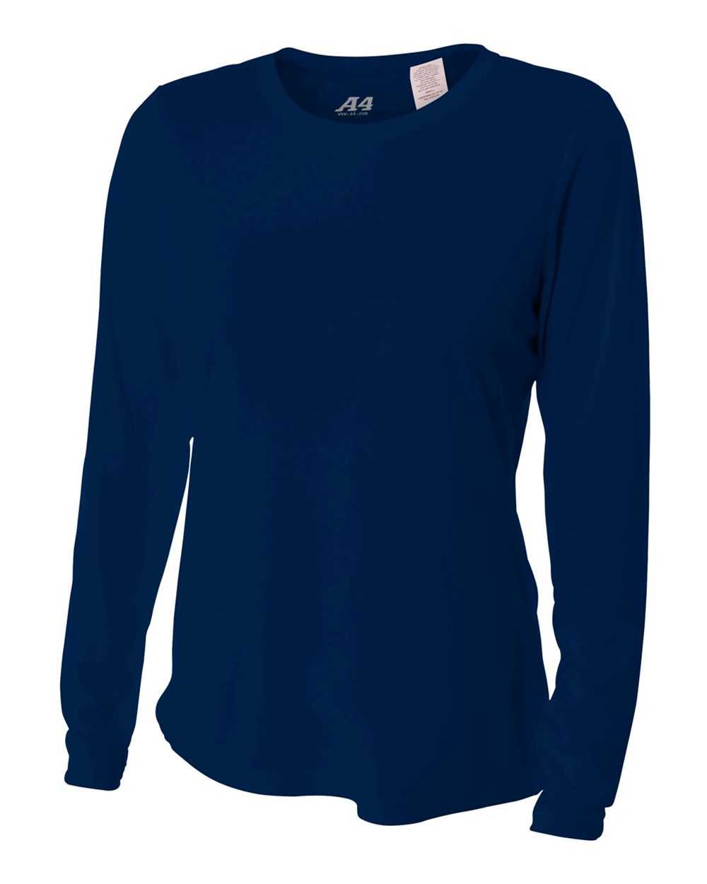A4 NW3002 Women&#39;s Long Sleeve Performance Crew - Navy - HIT a Double