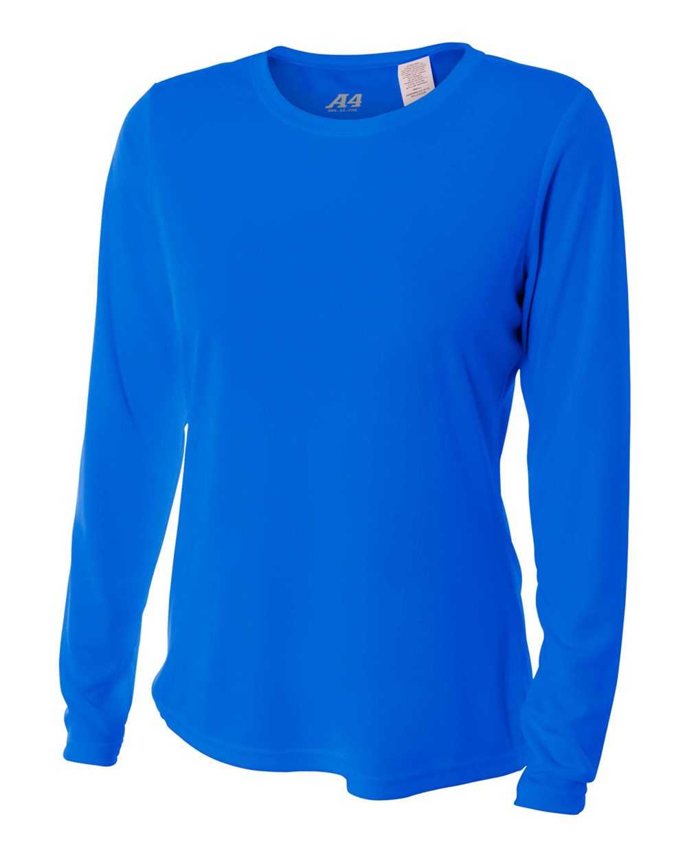 A4 NW3002 Women&#39;s Long Sleeve Performance Crew - Royal - HIT a Double