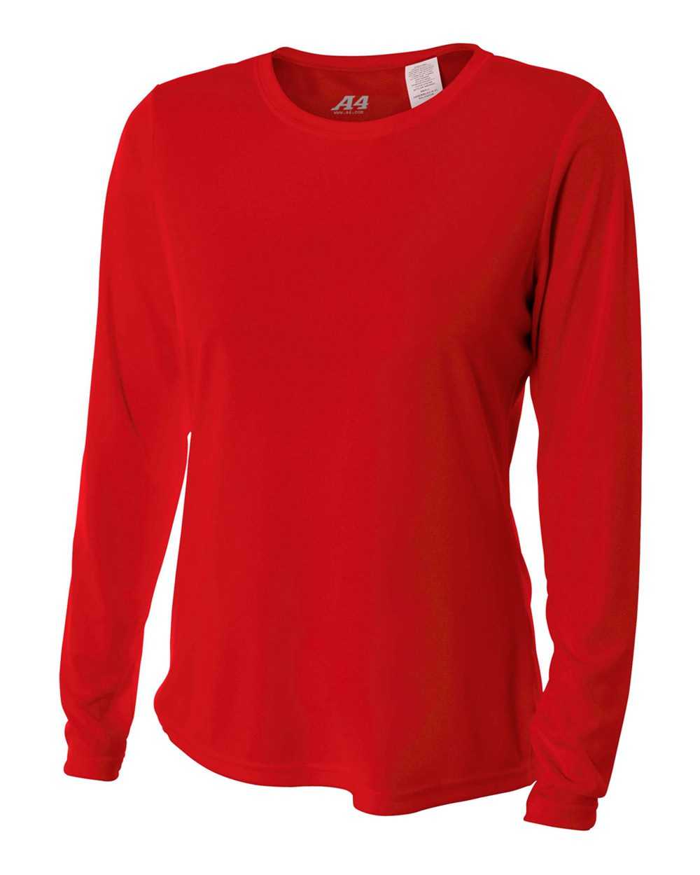 A4 NW3002 Women&#39;s Long Sleeve Performance Crew - Scarlet - HIT a Double