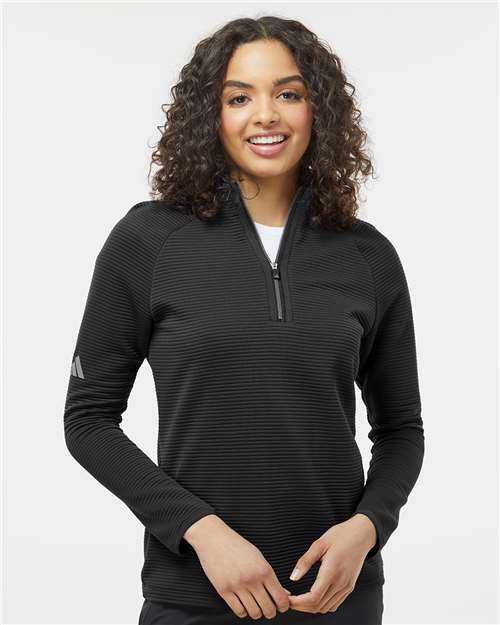 Adidas A589 Women's Spacer Quarter-Zip Pullover - Black - HIT a Double - 1