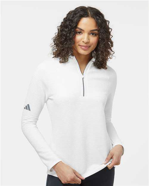 Adidas A589 Women's Spacer Quarter-Zip Pullover - Core White - HIT a Double - 1