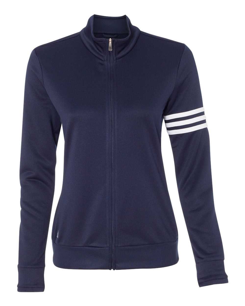 Adidas A191 Women's 3-Stripes French Terry Full-Zip Jacket - Navy White - HIT a Double