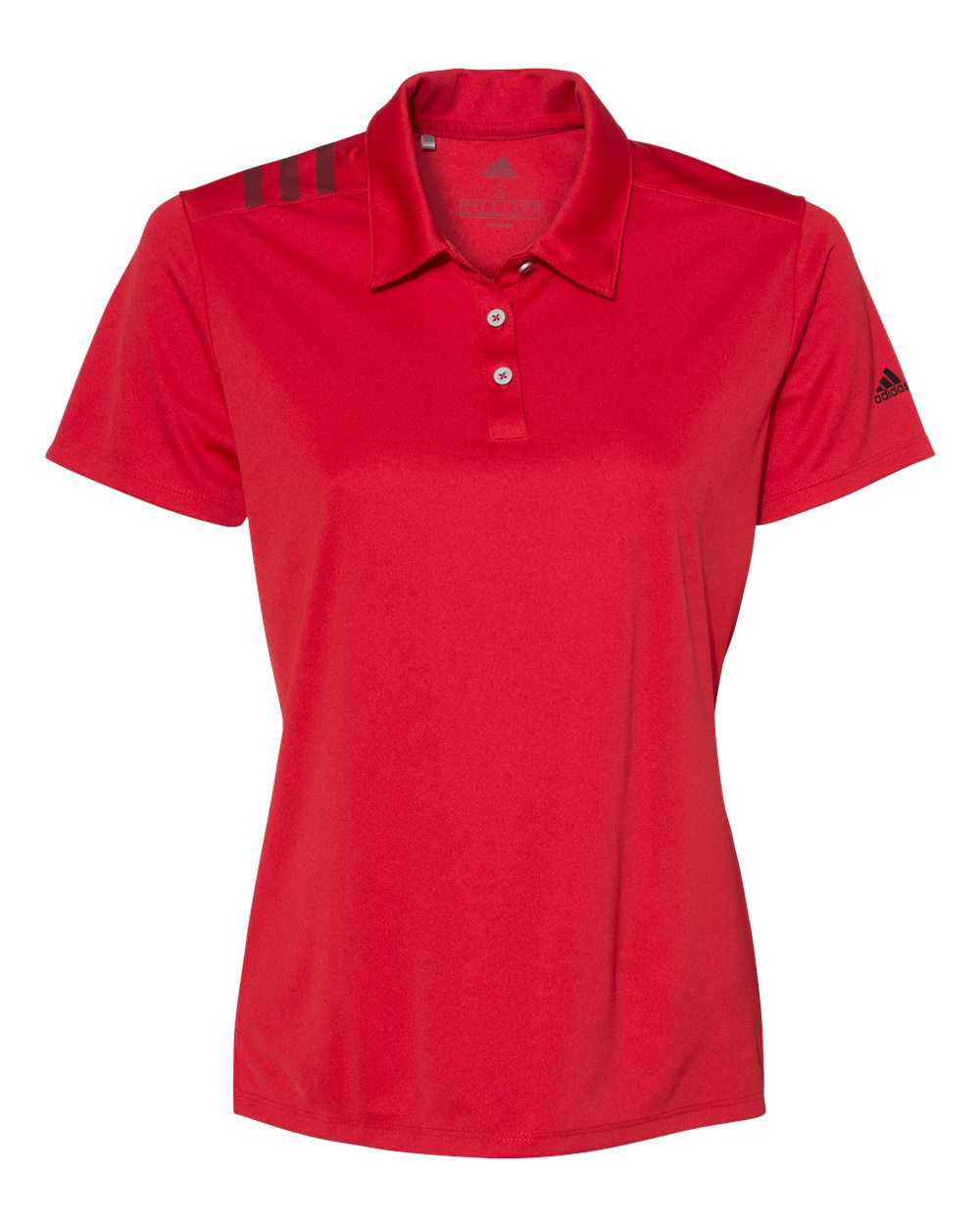Adidas A325 Women's 3-Stripes Shoulder Sport Shirt - Collegiate Red Black - HIT a Double