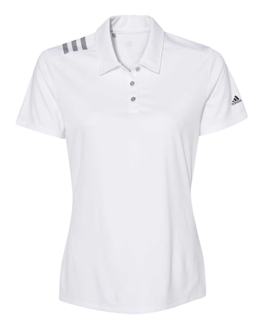 Adidas A325 Women's 3-Stripes Shoulder Sport Shirt - White Black - HIT a Double