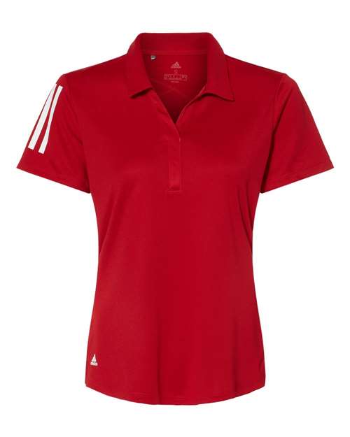 Adidas A481 Women's Floating 3-Stripes Polo - Team Power Red White - HIT a Double