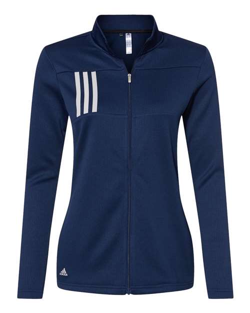 Adidas A483 Women's 3-Stripes Double Knit Full-Zip - Team Navy Blue Grey Two - HIT a Double