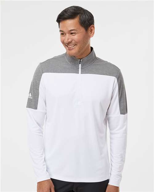 Adidas A552 Lightweight Quarter-Zip Pullover - White Gray Three Melange" - "HIT a Double