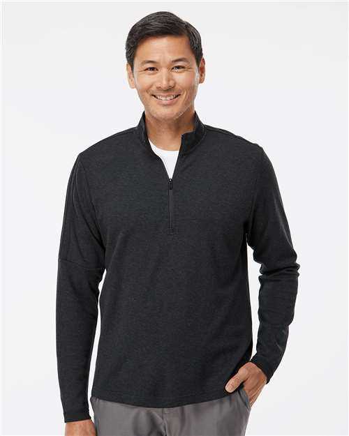 Adidas A554 3-Stripes Quarter-Zip Sweater - Black Melange" - "HIT a Double
