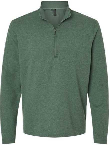 Adidas A554 3-Stripes Quarter-Zip Sweater - Green Oxide Melange" - "HIT a Double