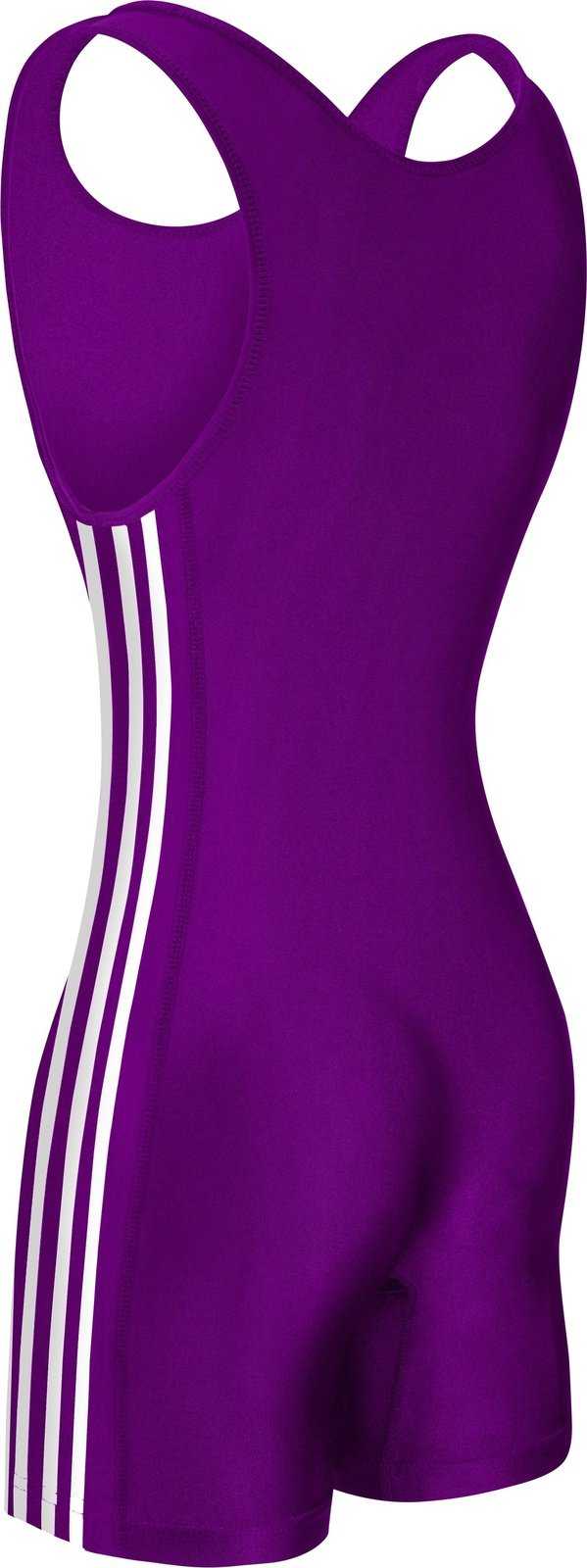 Adidas aS102s 3 Stripe Wrestling Singlet - Purple White - HIT a Double