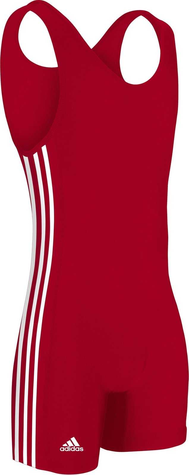 Adidas aS102s 3 Stripe Wrestling Singlet - Red White - HIT a Double