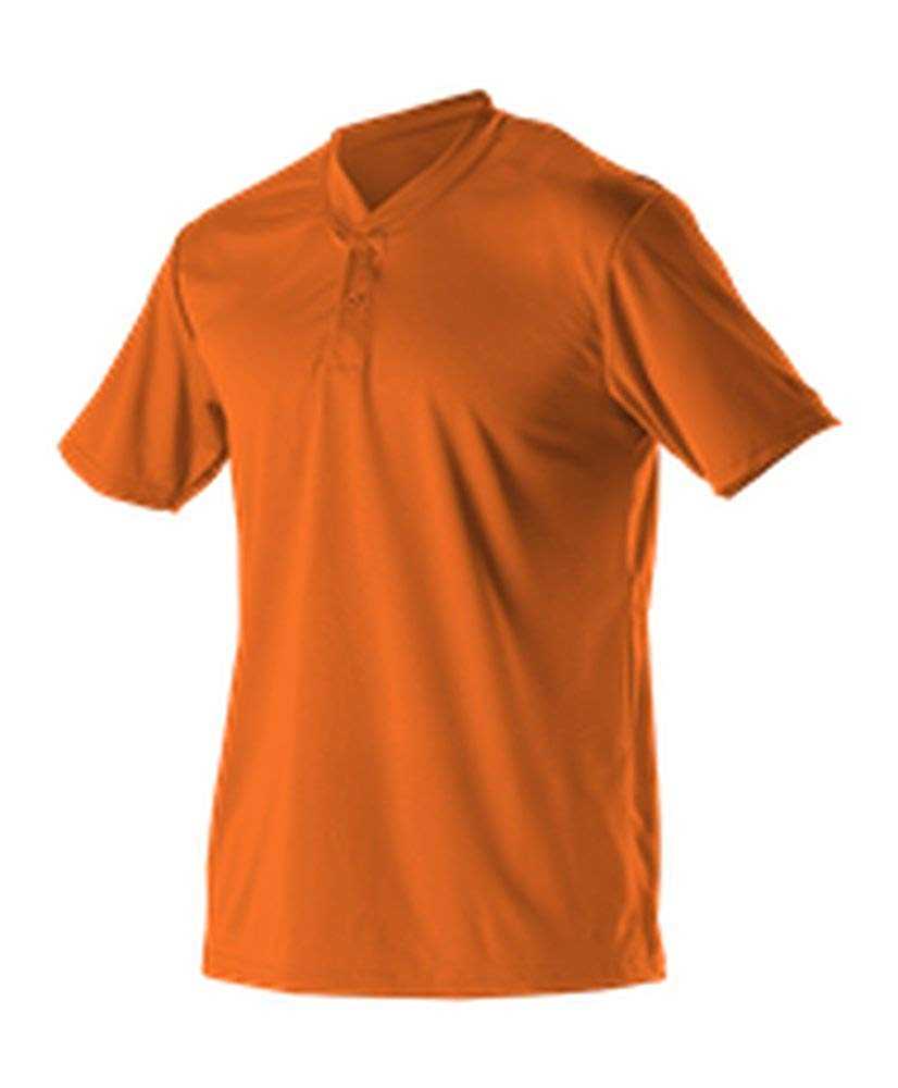 Alleson Athletic 522MM Adult Baseball 2 Button Henley Jersey - Orange - HIT a Double - 1