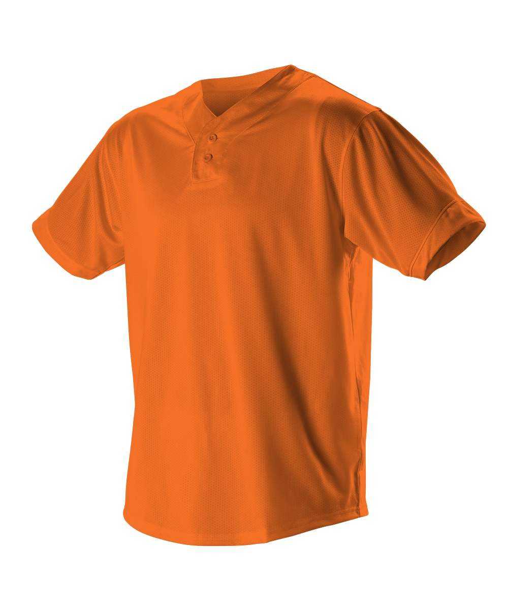 Alleson Athletic 52MTHJ Adult Two Button Mesh Baseball Jersey with Piping - Orange White - HIT a Double - 1