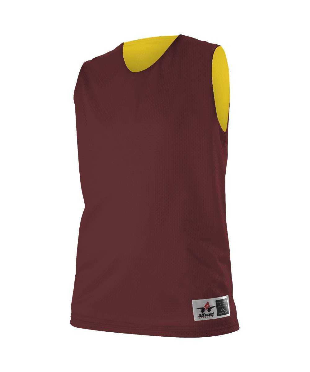 Alleson Athletic 560RW Women's Reversible Mesh Tank - Maroon Gold - HIT a Double - 1
