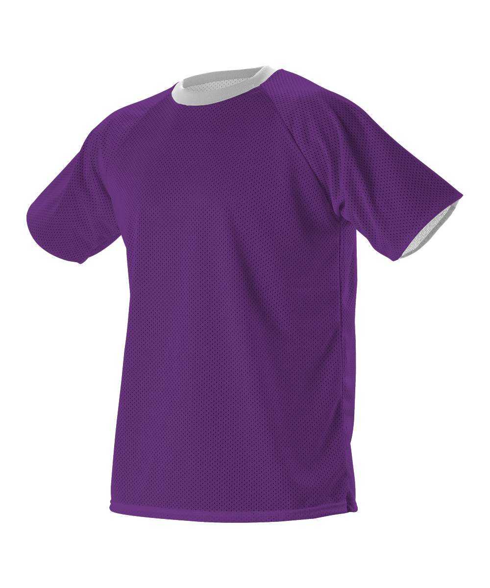Alleson Athletic 56REVY Youth Extreme Mesh Reversible Jersey - Purple White - HIT a Double - 1