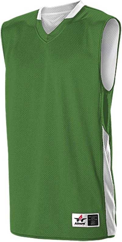 Alleson Athletic Youth Single Ply Basketball Jersey, Kelly/ White - L