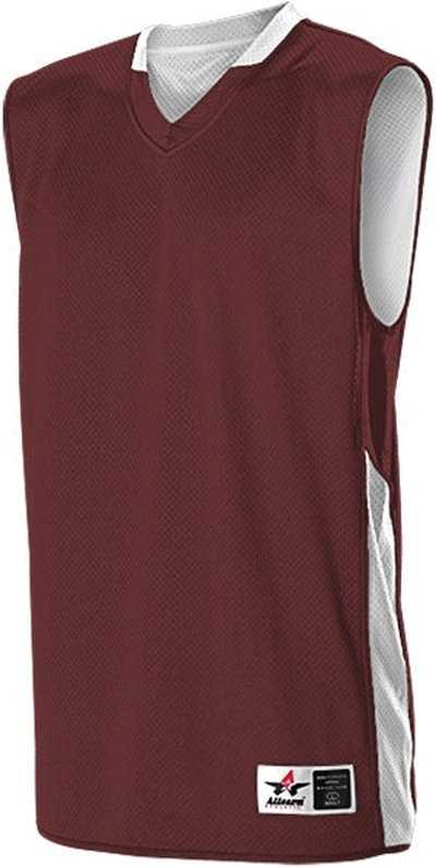 Alleson Athletic 589RSP Adult Single Ply Reversible Jersey - Maroon White - HIT a Double - 1