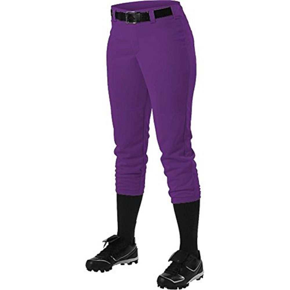 Alleson Athletic 605PBWY Girl's Fastpitch Pant - Purple - HIT a Double - 1