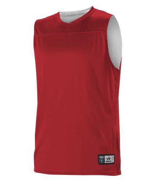Alleson Athletic A105BA Adult NBA Blank Reversible Game Jersey - Scarlet White - HIT a Double - 1