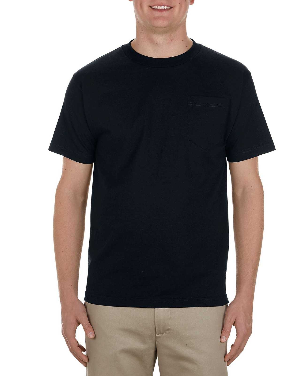 Alstyle 1905 Heavyweight Adult Pocket Tee - Black - HIT a Double