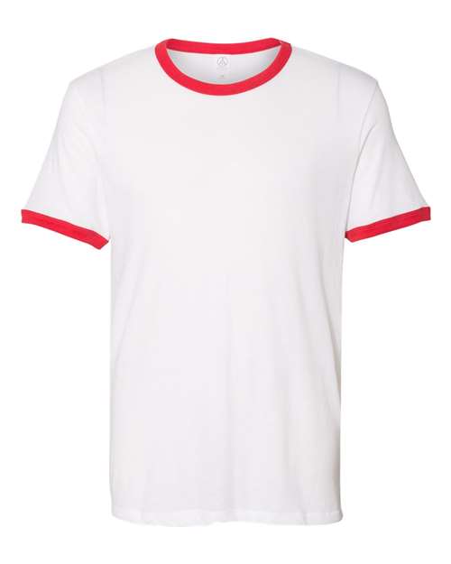Alternative 5103 Vintage Jersey Keeper Ringer Tee - White Red - HIT a Double