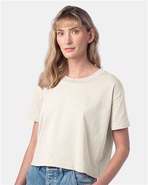 Alternative Apparel 5114C Women's Cotton Jersey Go-To Headliner Crop Tee - Natural" - "HIT a Double