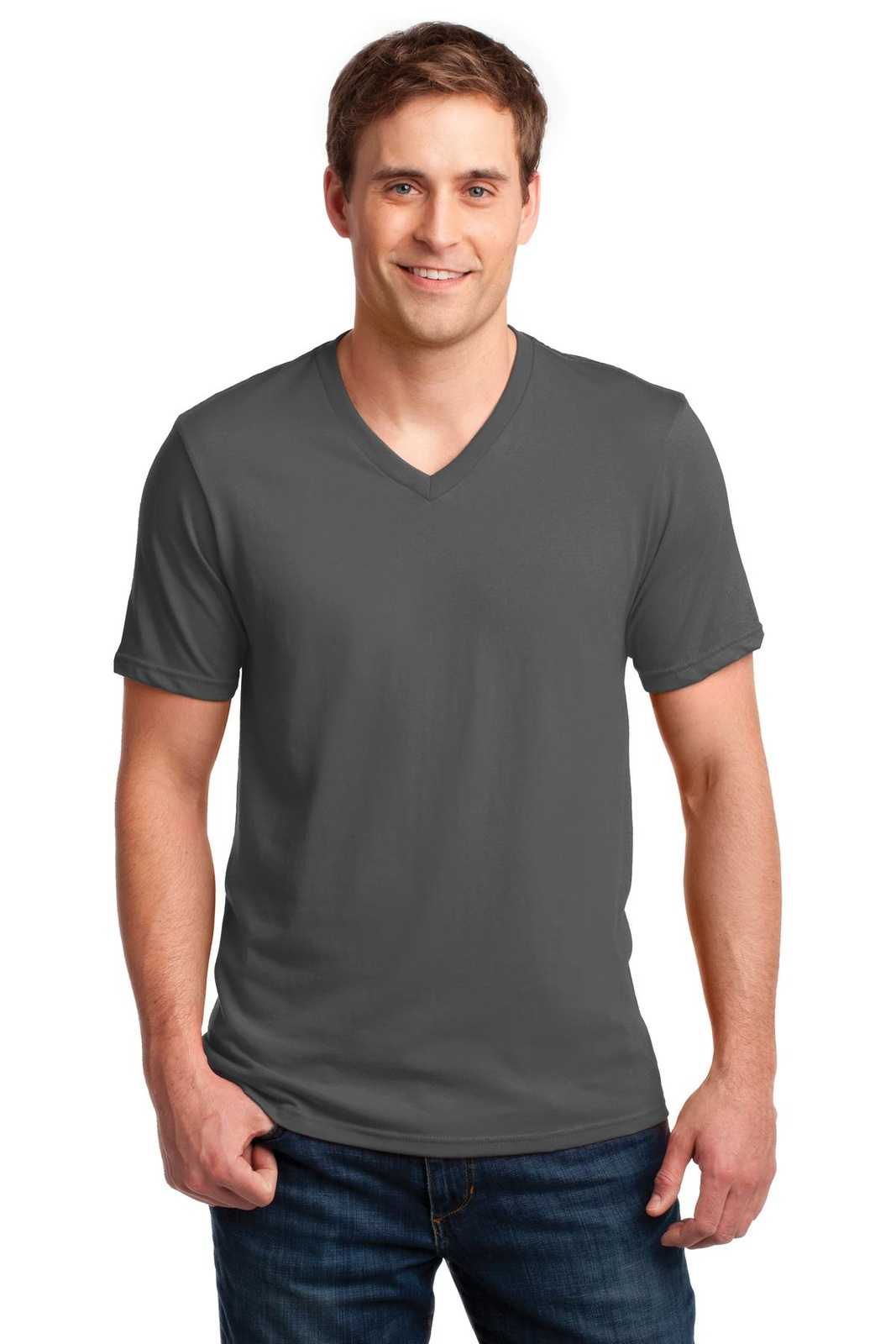 Anvil A982 100% Combed Ring Spun Cotton V-Neck T-Shirt - Charcoal - HIT a Double