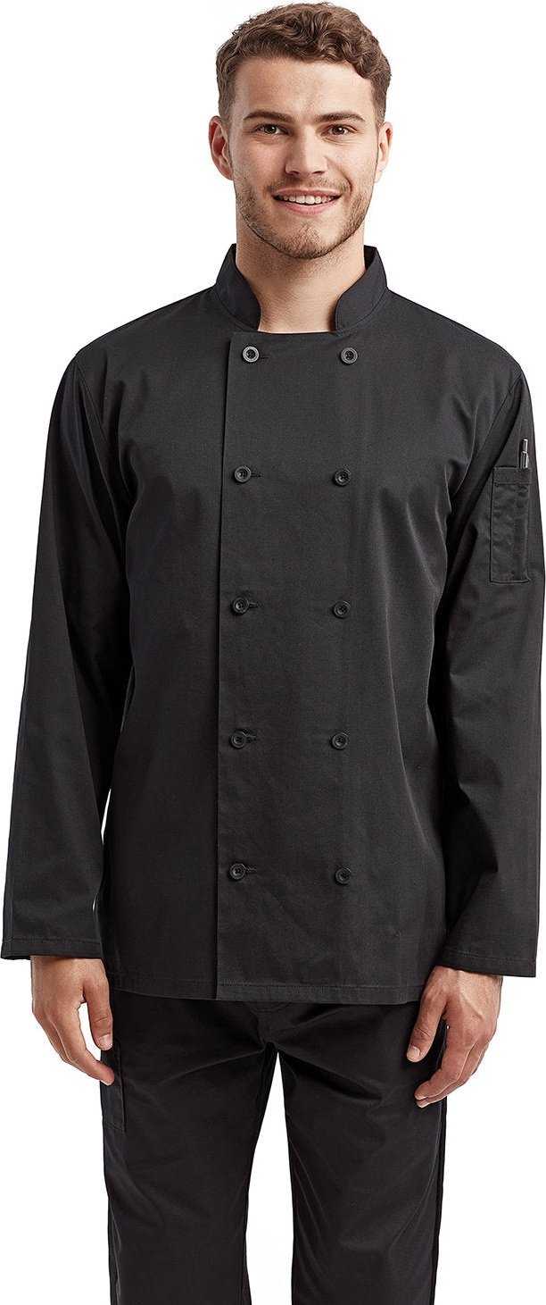Artisan Collection by Reprime RP657 Unisex Long-Sleeve Sustainable Chef'S Jacket - BLACK - HIT a Double - 2
