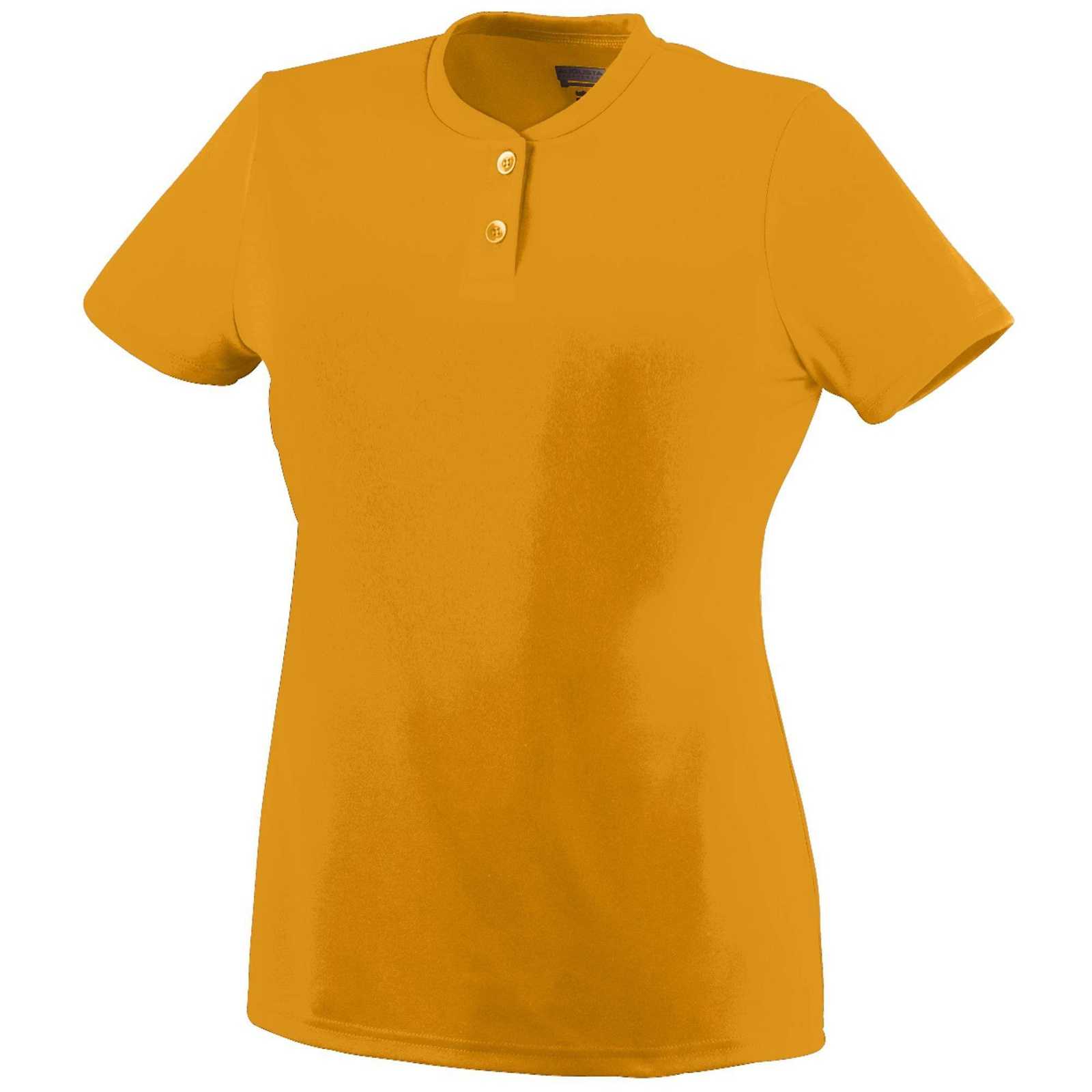 Augusta 1212 Ladies Wicking Two-Button Jersey - Gold - HIT a Double