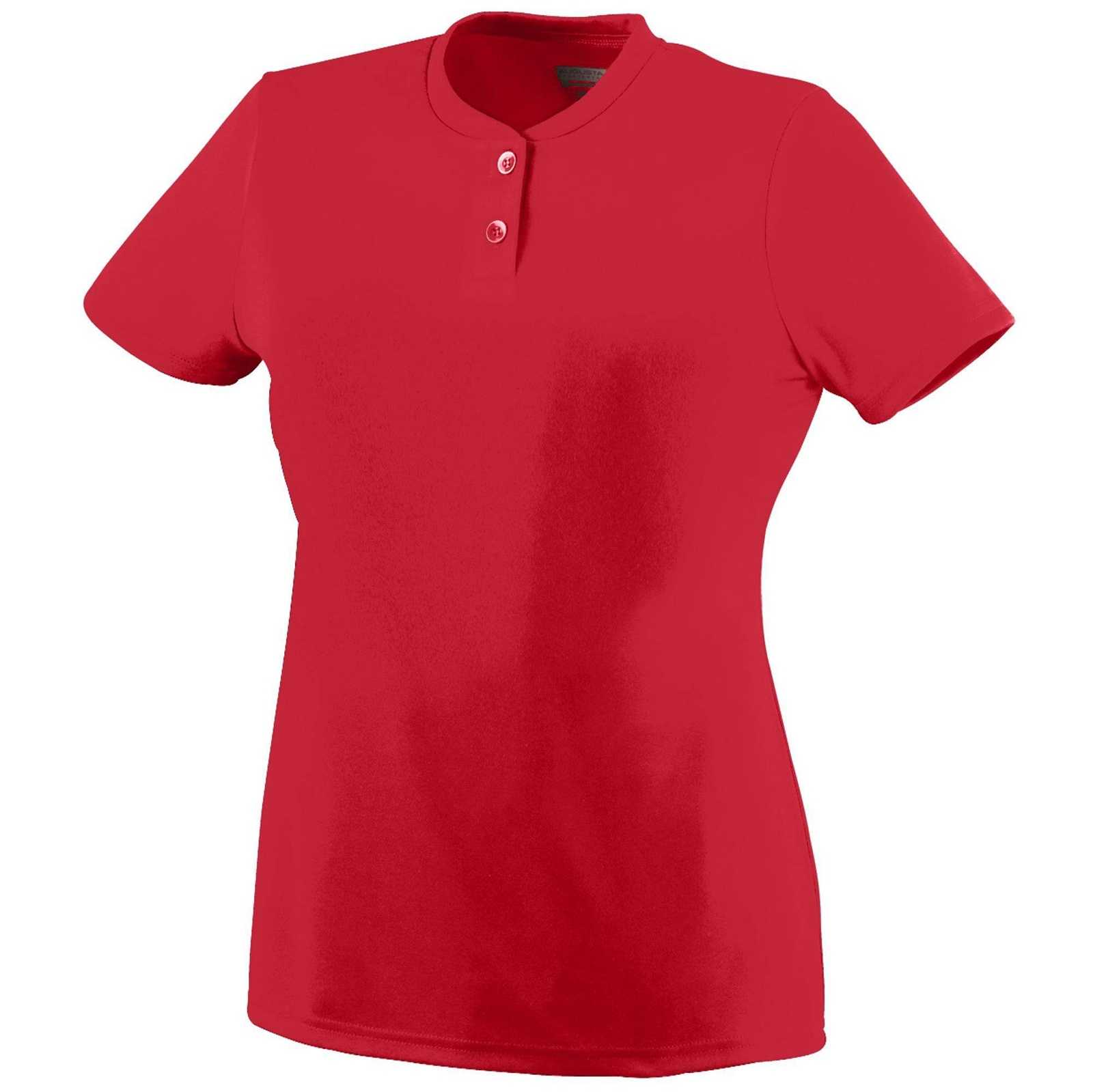 Augusta 1213 Girls Wicking Two-Button Jersey - Red - HIT a Double