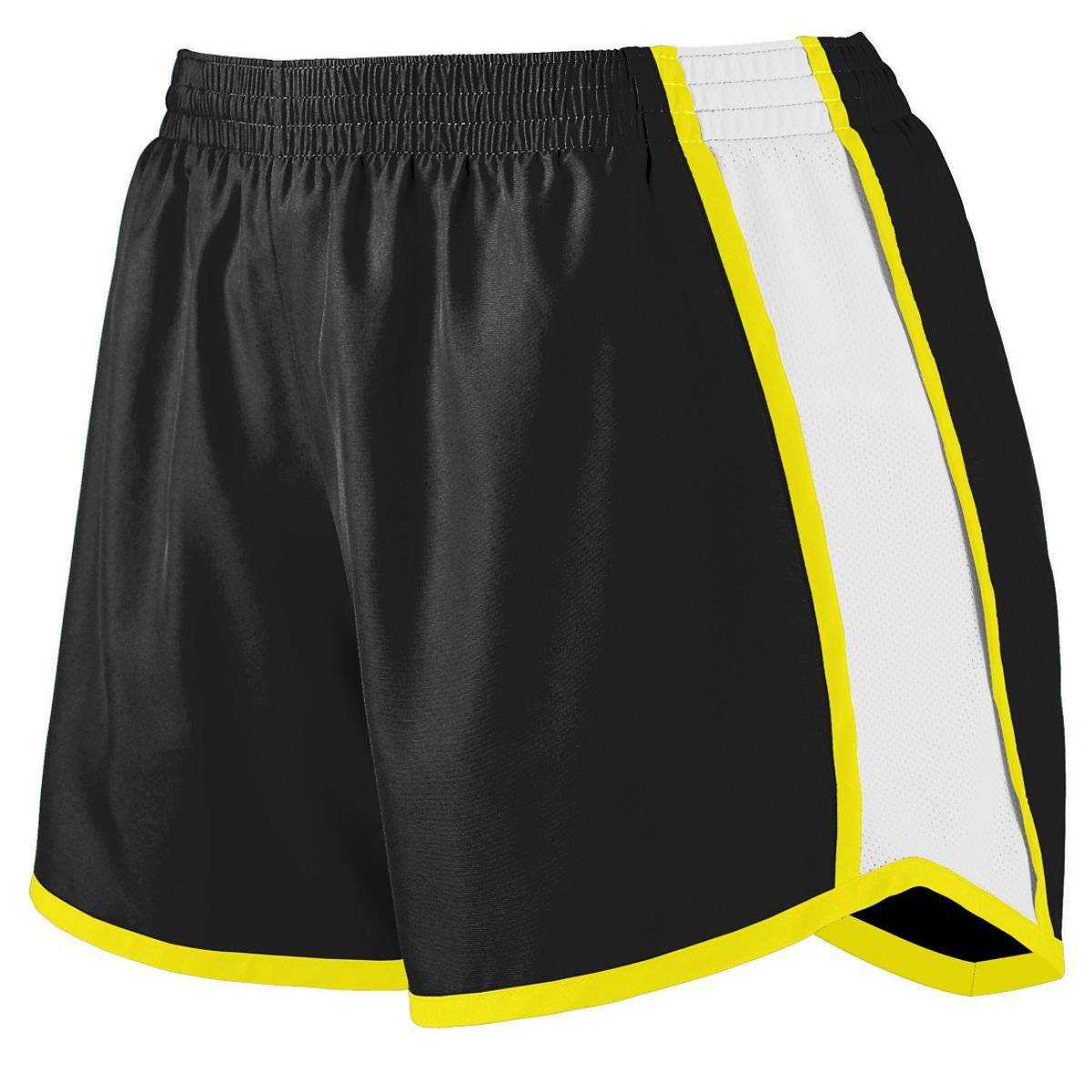 Augusta 1266 Girls Pulse Team Short - Black White Yellow - HIT a Double