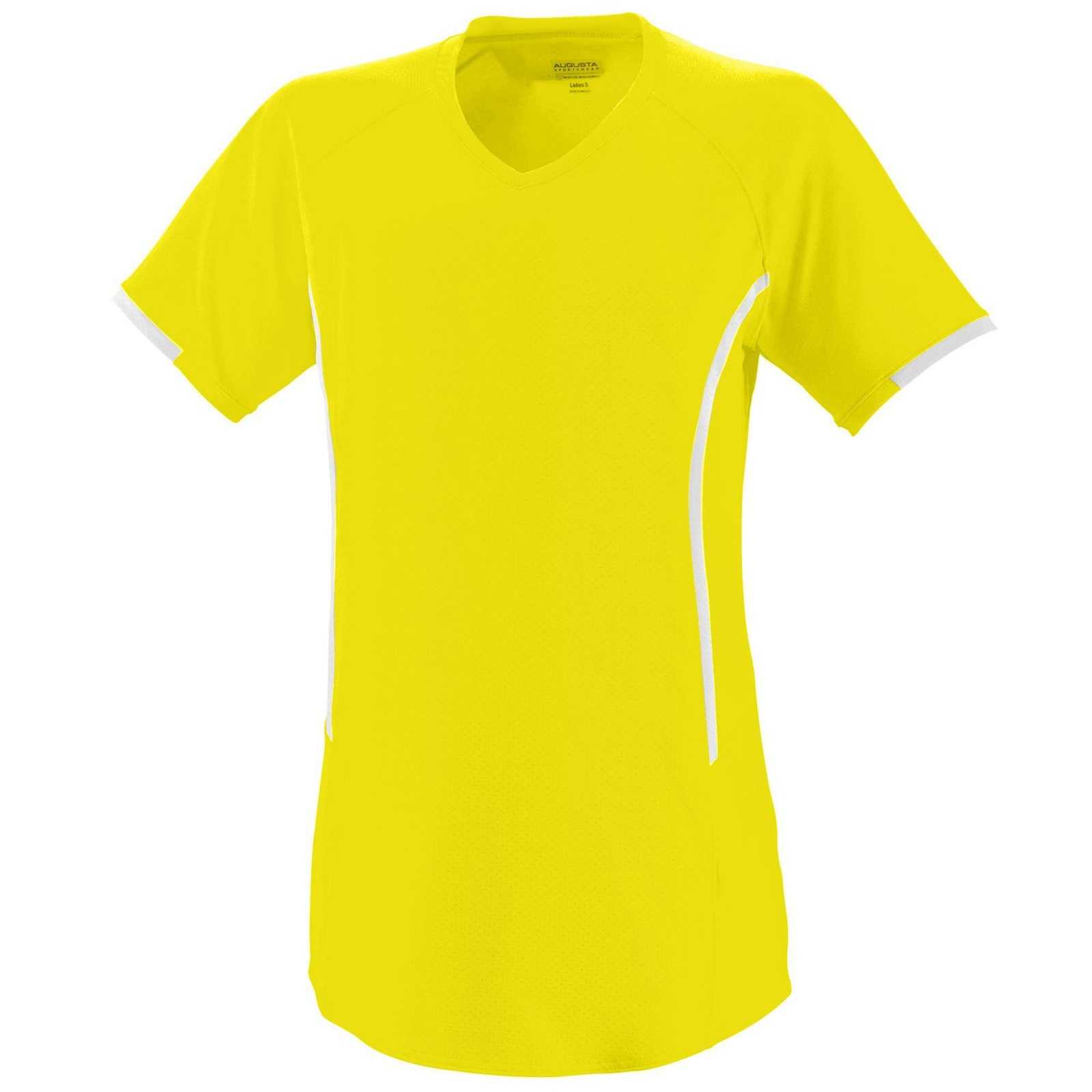 Augusta 1270 Ladies Heat Jersey - Power Yellow White - HIT a Double