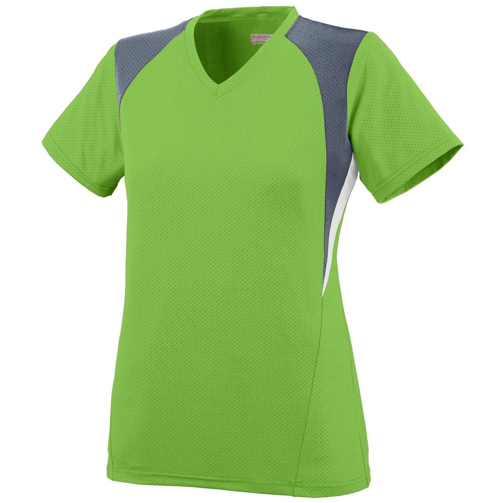 Augusta 1295 Ladies Mystic Jersey - Lime Graphite White - HIT a Double