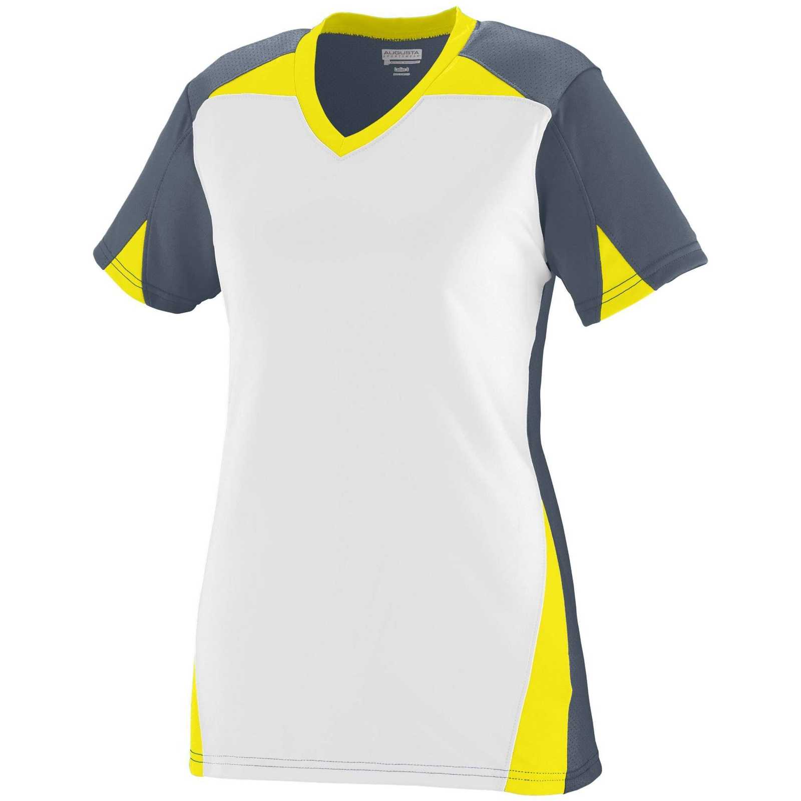 Augusta 1365 Ladies Matrix Jersey - Graphite White Power Yellow - HIT a Double